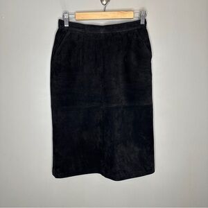 Vintage smith and Watson black leather midi skirt
